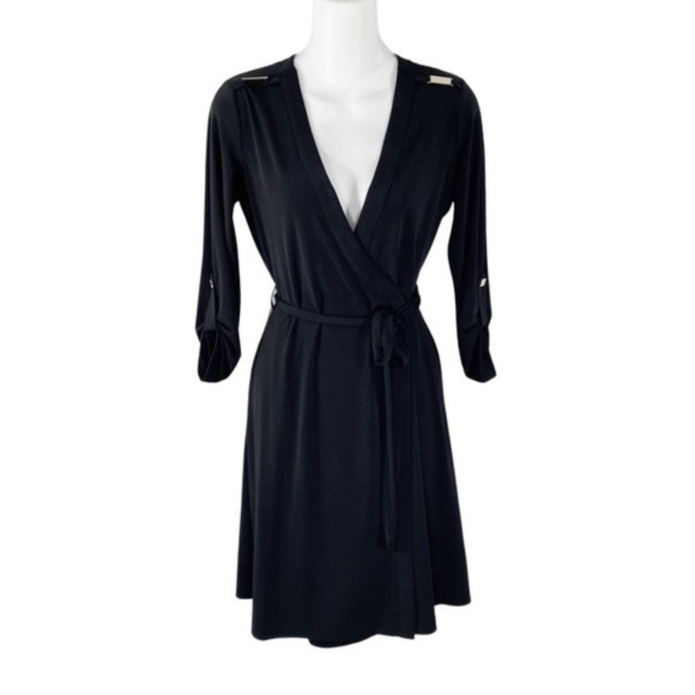 Calvin Klein black jersey wrap dress A24